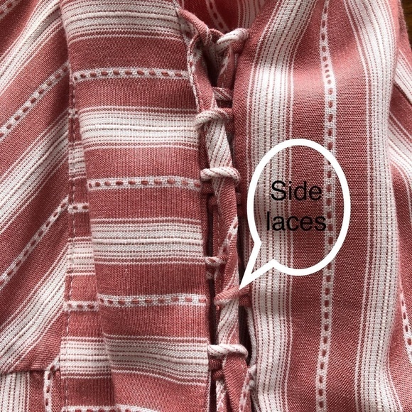 BCBGeneration Tiered Sleeveless Striped Mini, Collar shirt dress Pink Large - Picture 6 of 9